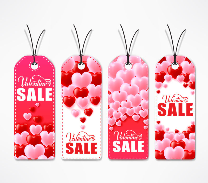 创意矢量情人节爱心元素的销售促销标签设计