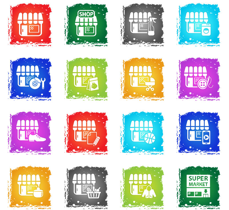创意矢量彩色网络购物主题图标设计
