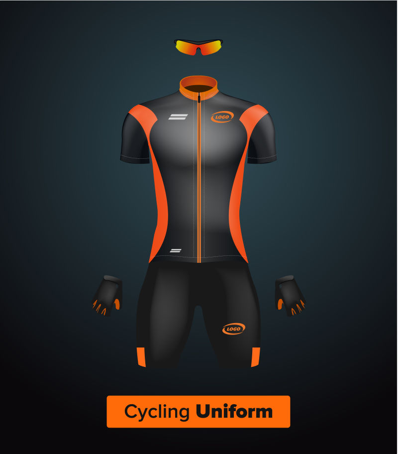 创意矢量现代黑色橙色自行车服设计