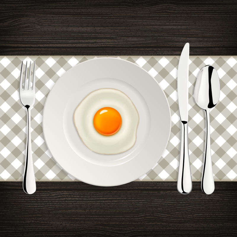 矢量餐具与煎蛋