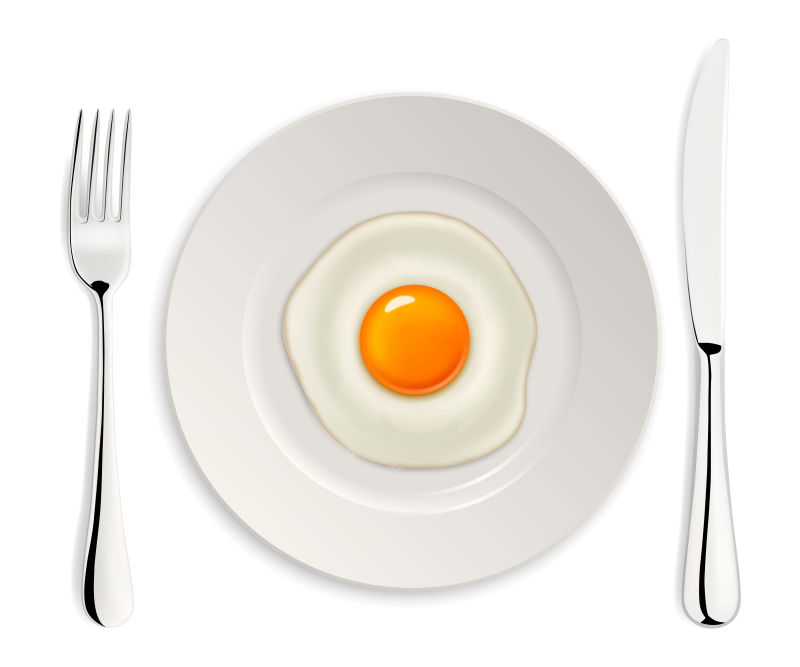 矢量餐具里的煎蛋