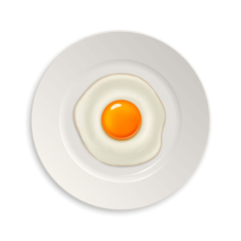 矢量白色餐具里的煎蛋