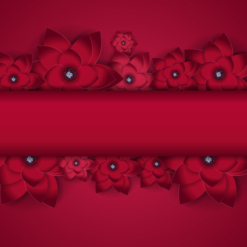 抽象矢量红色花卉元素背景设计