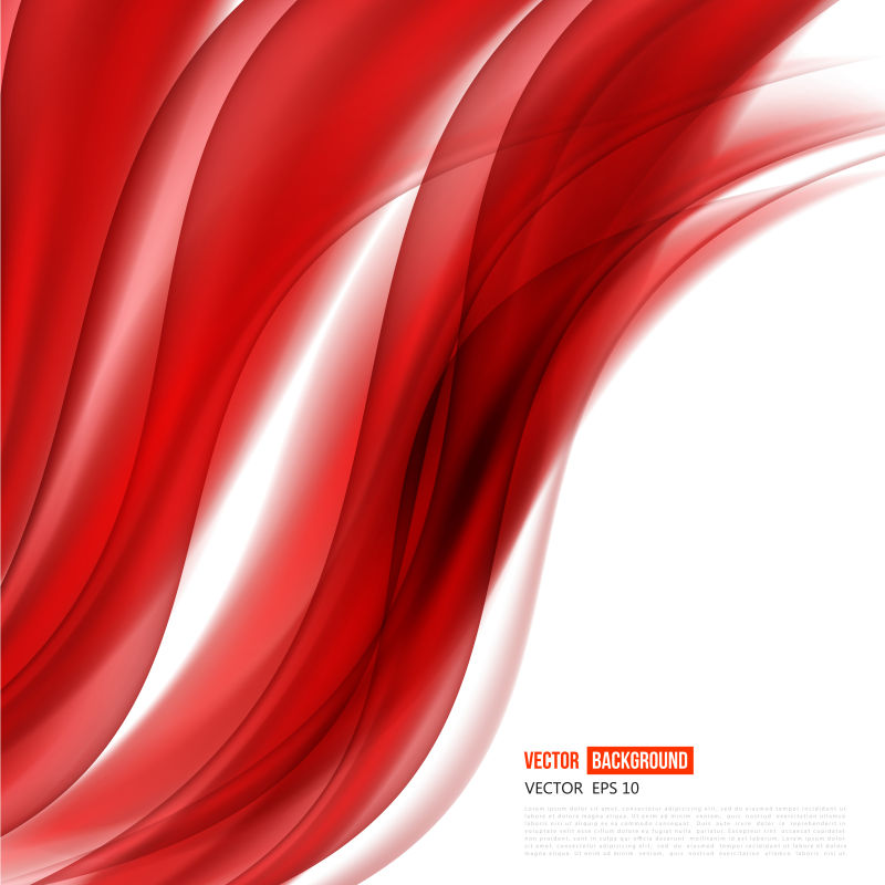 创意矢量现代红色曲线波形背景设计