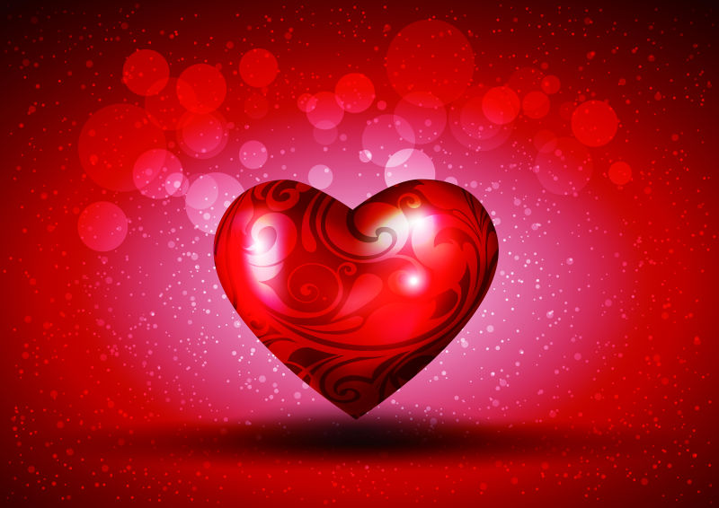 红色爱心图案情人节贺卡矢量设计