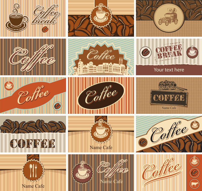抽象矢量副歌风格的咖啡餐厅标志设计