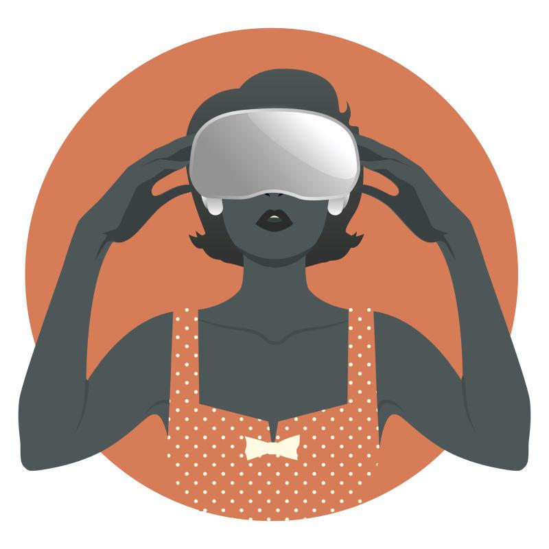 矢量设计戴虚拟眼镜的女人海报