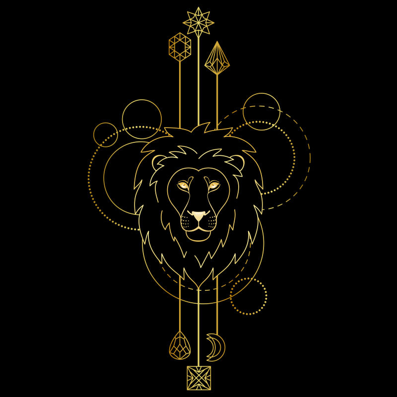 抽象矢量金色狮子元素的设计插图
