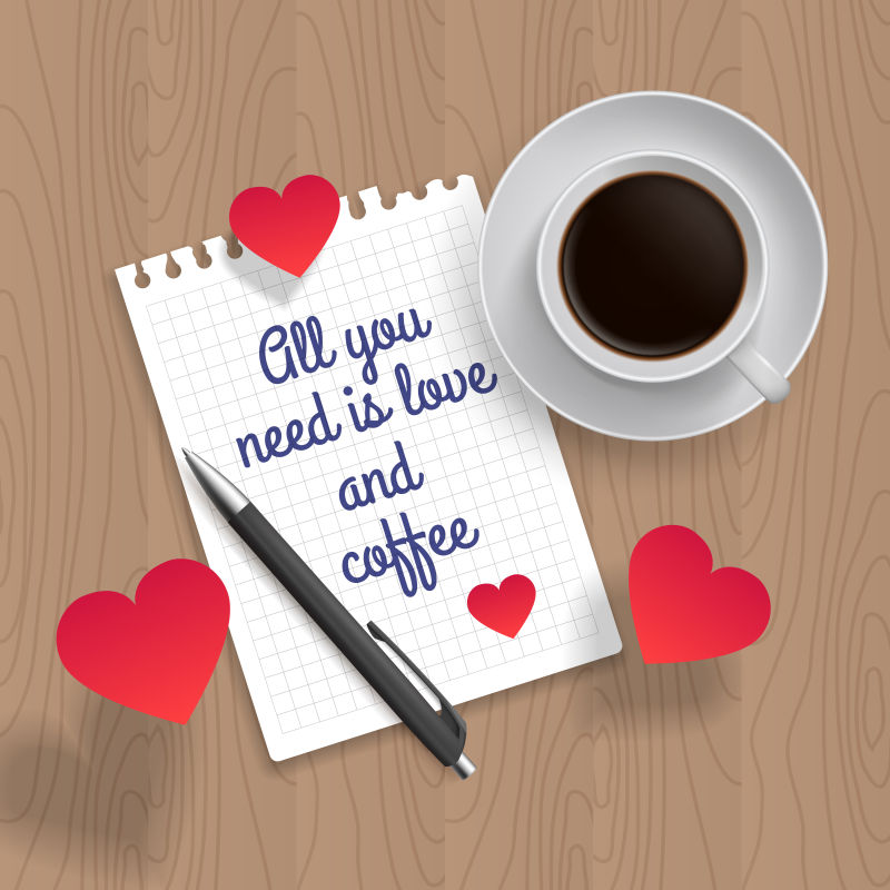 抽象矢量你需要的是爱和咖啡主题的商业插图