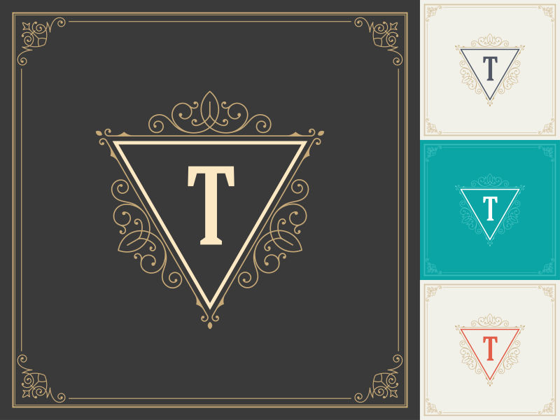 矢量字母T三角装饰标志