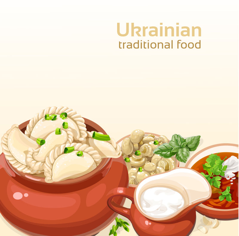 乌克兰传统食品背景矢量设计