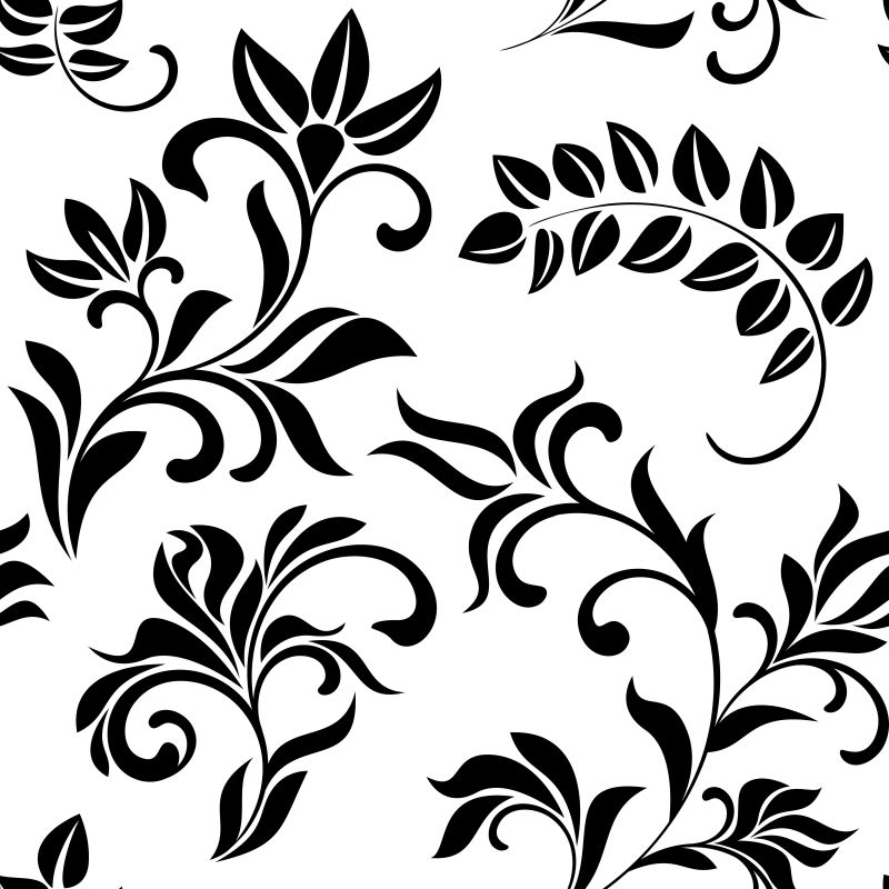 矢量创意单色花卉装饰设计无缝背景
