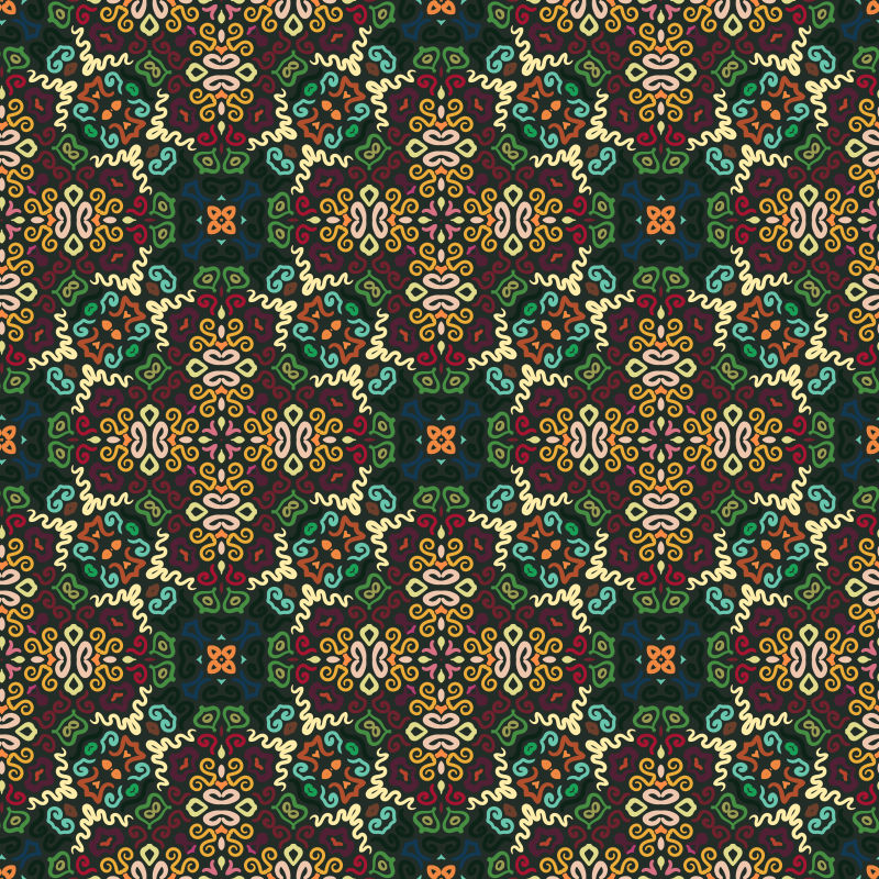 抽象绿色褐色复古花卉元素装饰背景