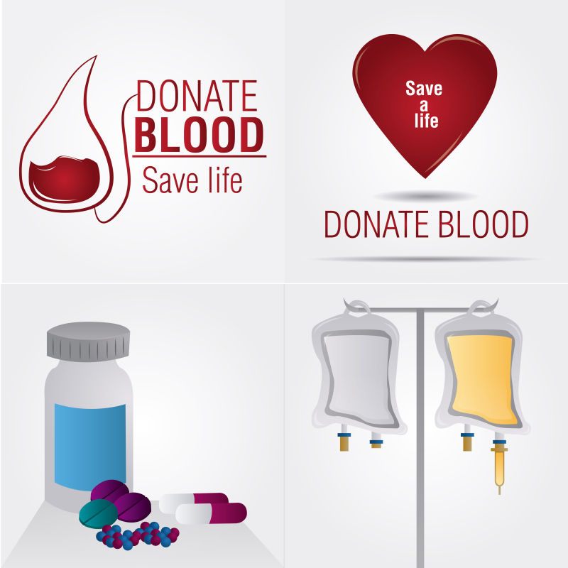 创意献血概念矢量插图设计