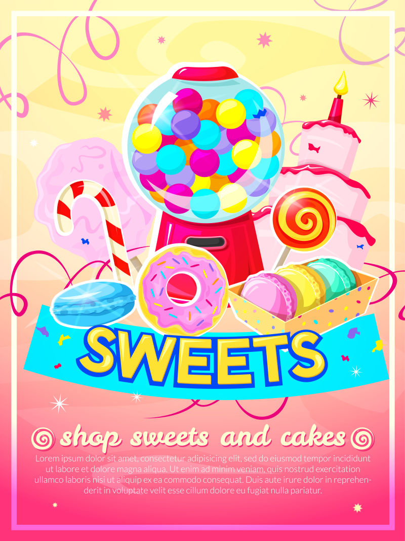 抽象矢量糖果店主题海报设计