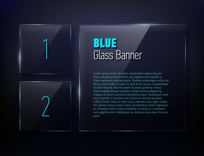 抽象矢量现代现代蓝色玻璃横幅设计