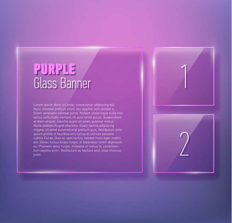 抽象矢量紫色玻璃元素横幅设计