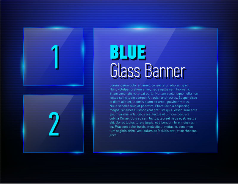 抽象矢量蓝色玻璃横幅设计