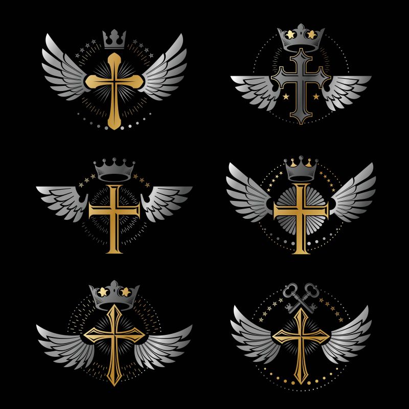抽象矢量灰色装饰复古宗教徽章设计
