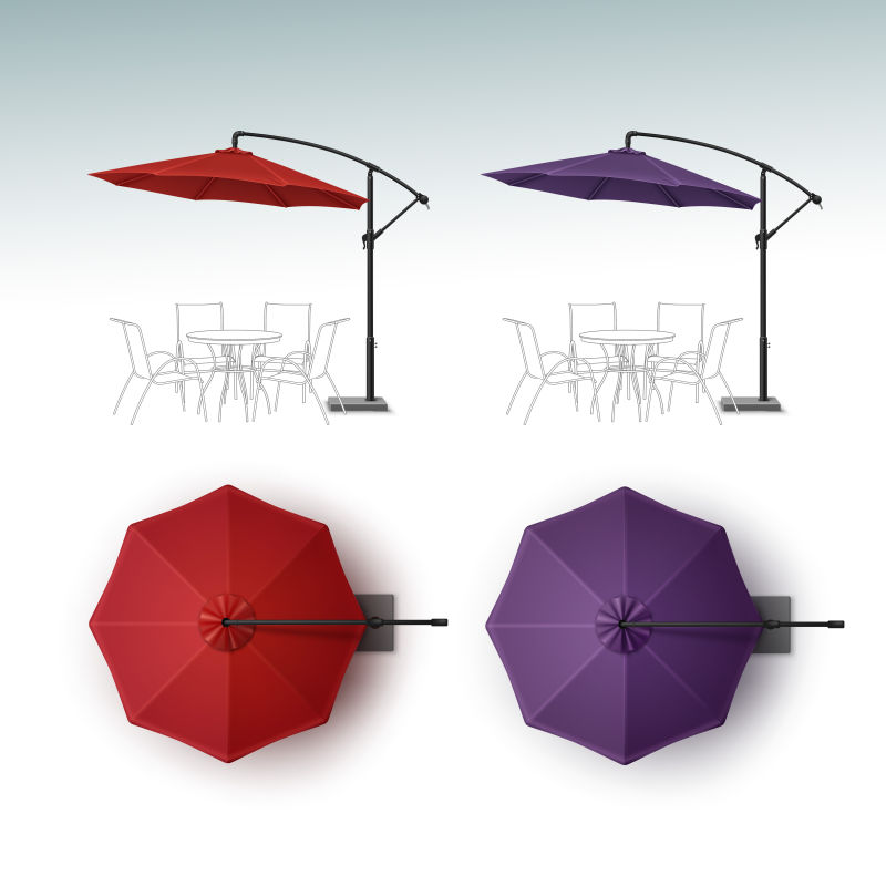 矢量红色与紫色遮阳伞设计