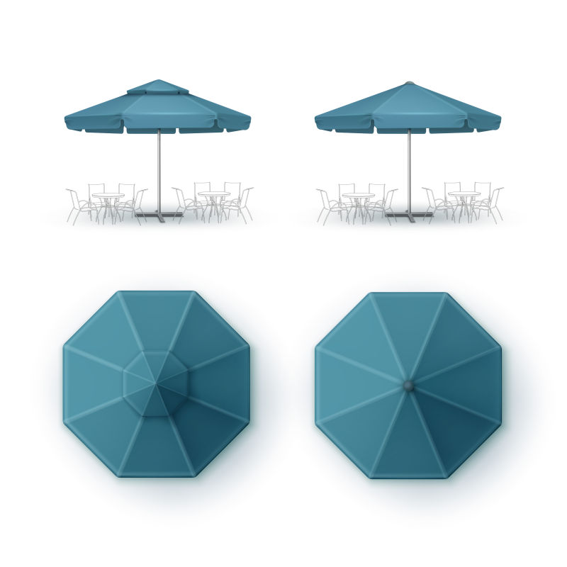 矢量蓝色的遮阳伞设计