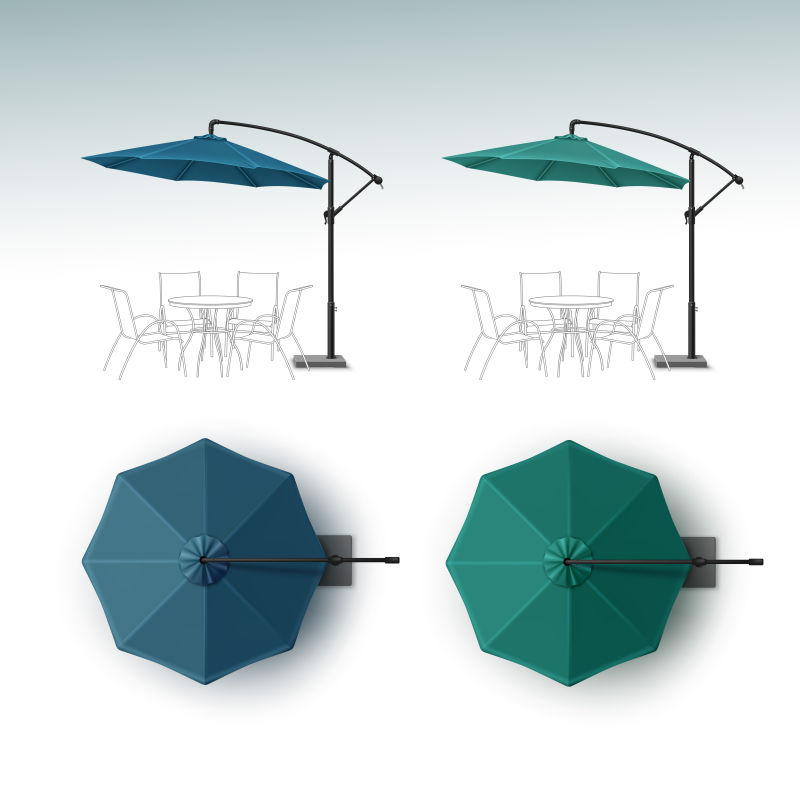 矢量蓝色与绿色的遮阳伞
