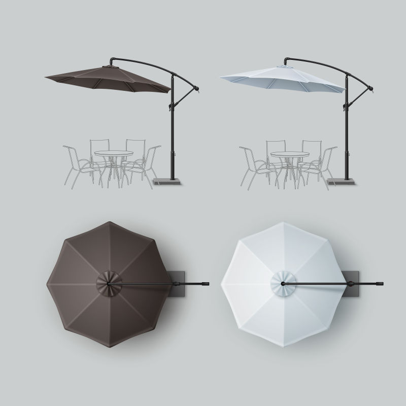 矢量棕色与灰白色的遮阳伞