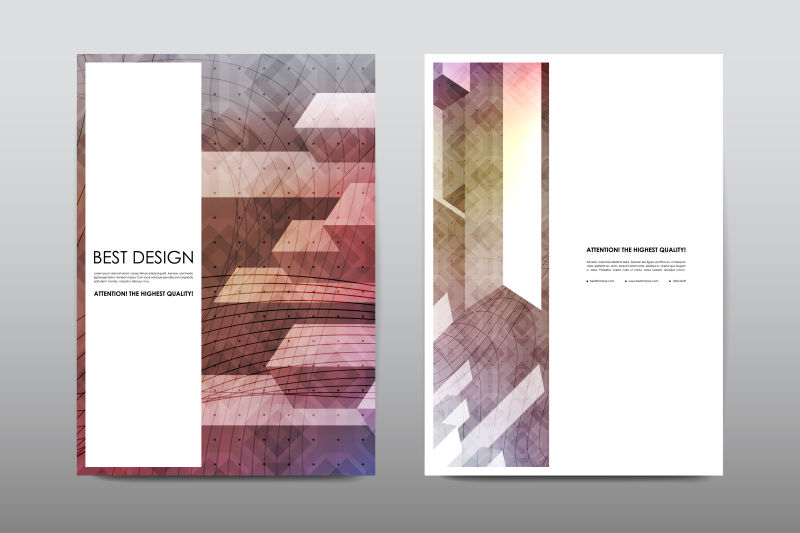 抽象矢量彩色几何风格的宣传册平面设计