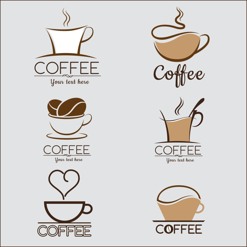 创意矢量咖啡元素的抽象图标设计