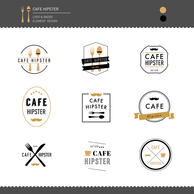 矢量餐厅创意图标设计