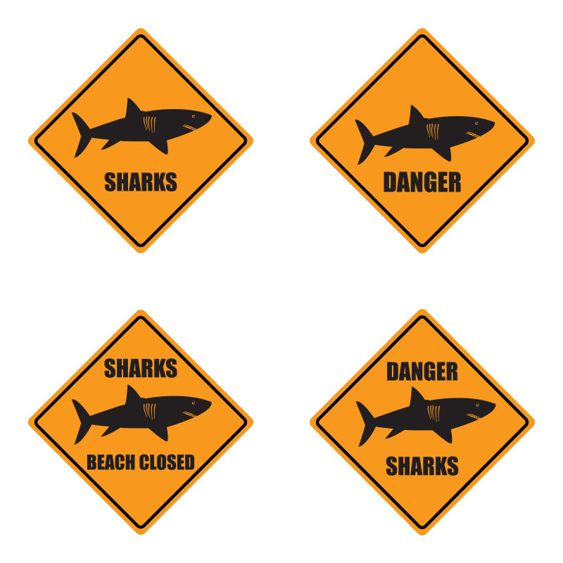 鲨鱼警告标志矢量设计