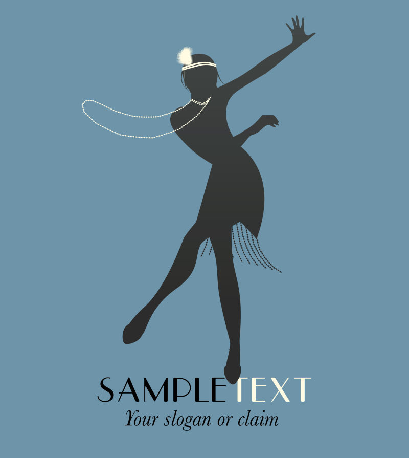 抽象矢量现代跳爵士舞的女人剪影插图