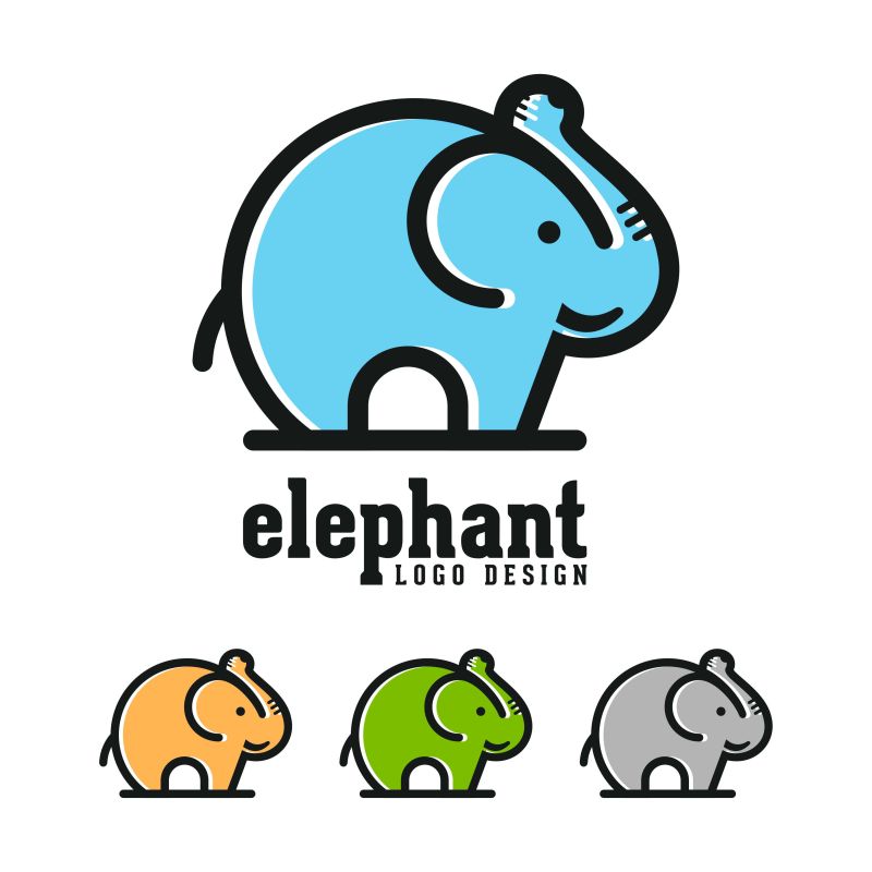 矢量抽象大象标志设计