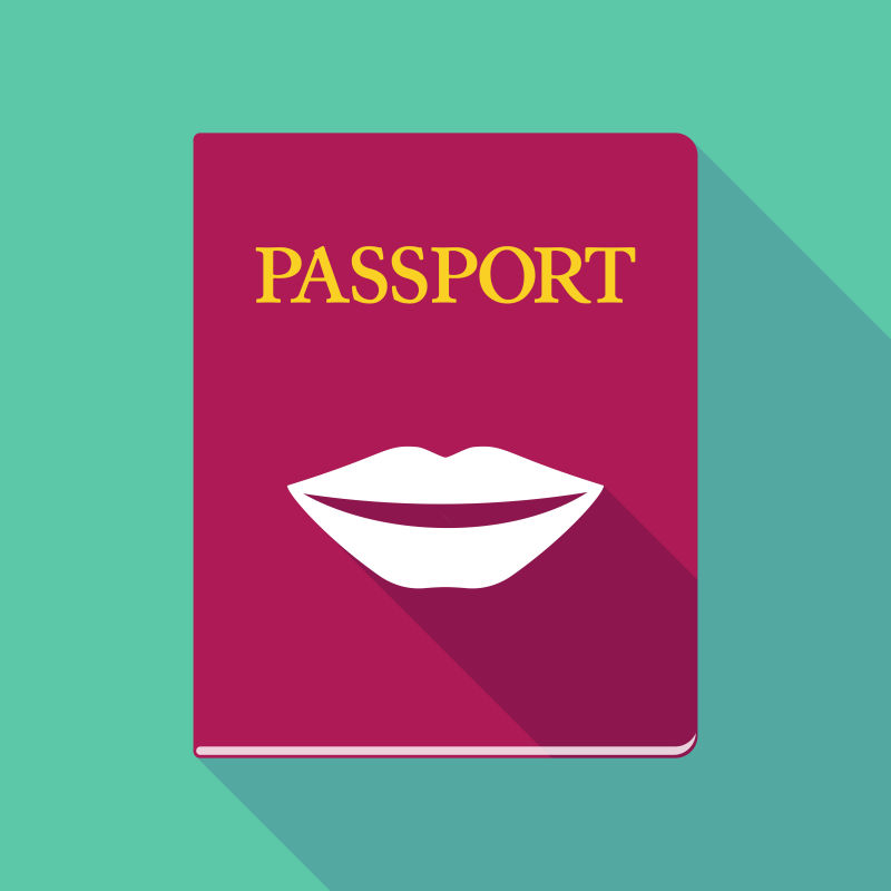 矢量护照上的微笑设计