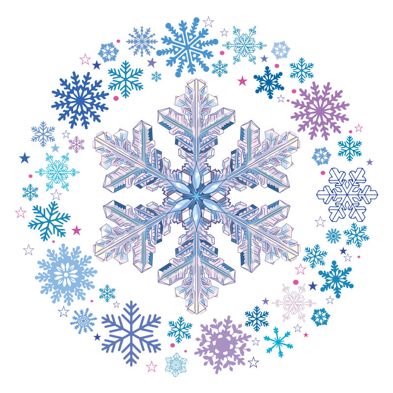 创意矢量冬季雪花元素设计