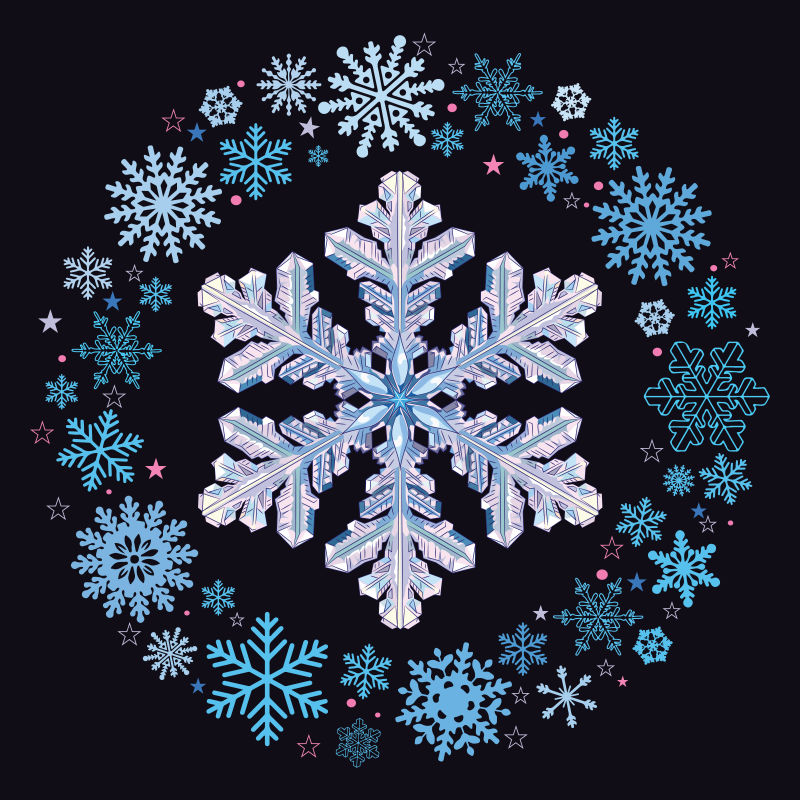 抽象矢量雪花元素设计插图