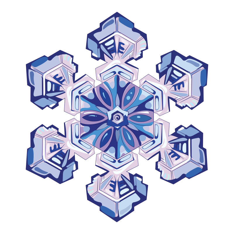 抽象矢量美丽的六角雪花设计