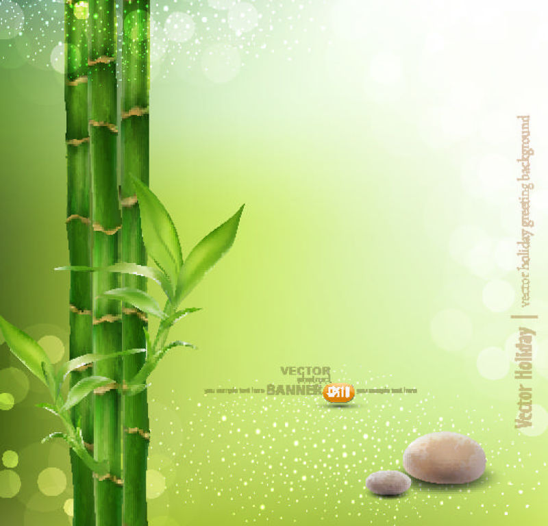 抽象矢量竹子元素的spa主题背景设计