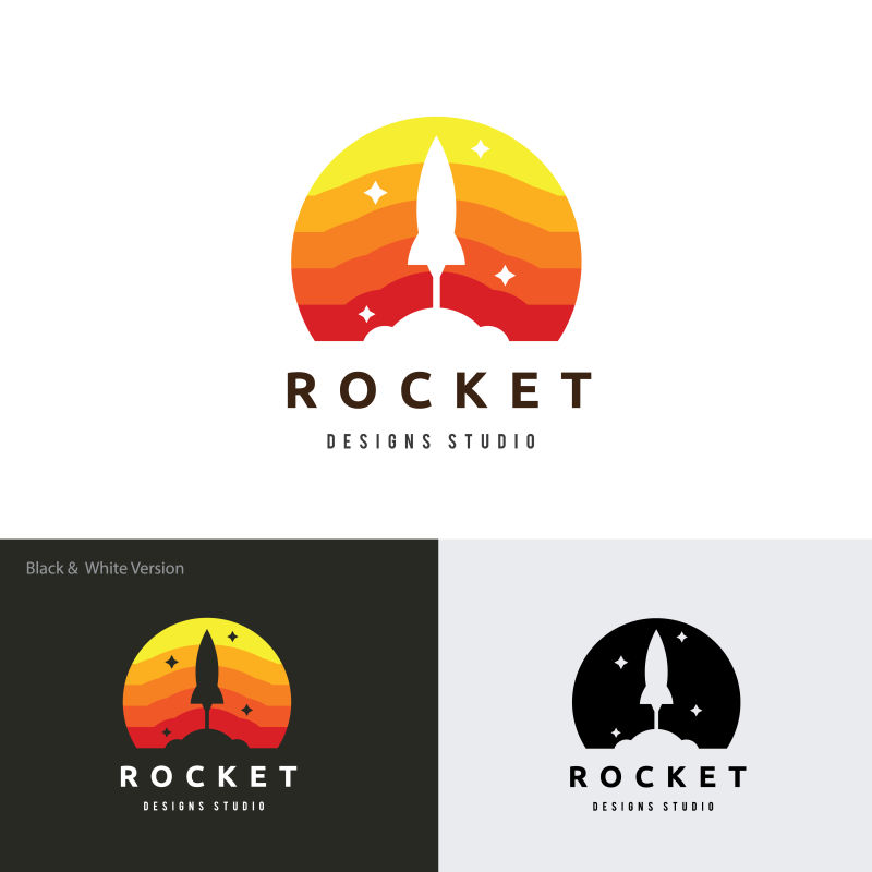 矢量创意火箭元素的标志设计