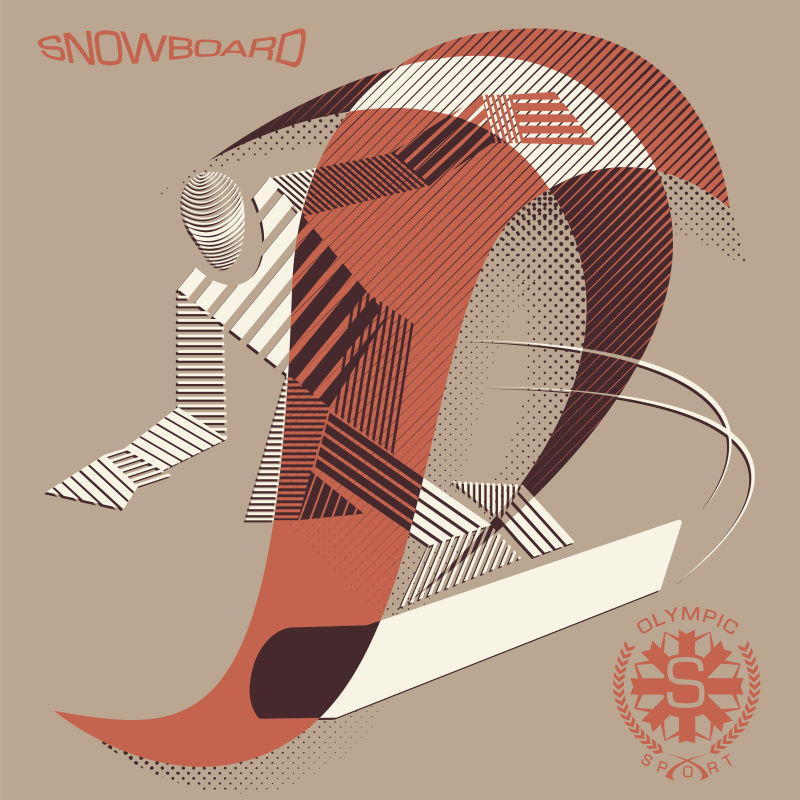创意矢量单板滑雪的抽象插图