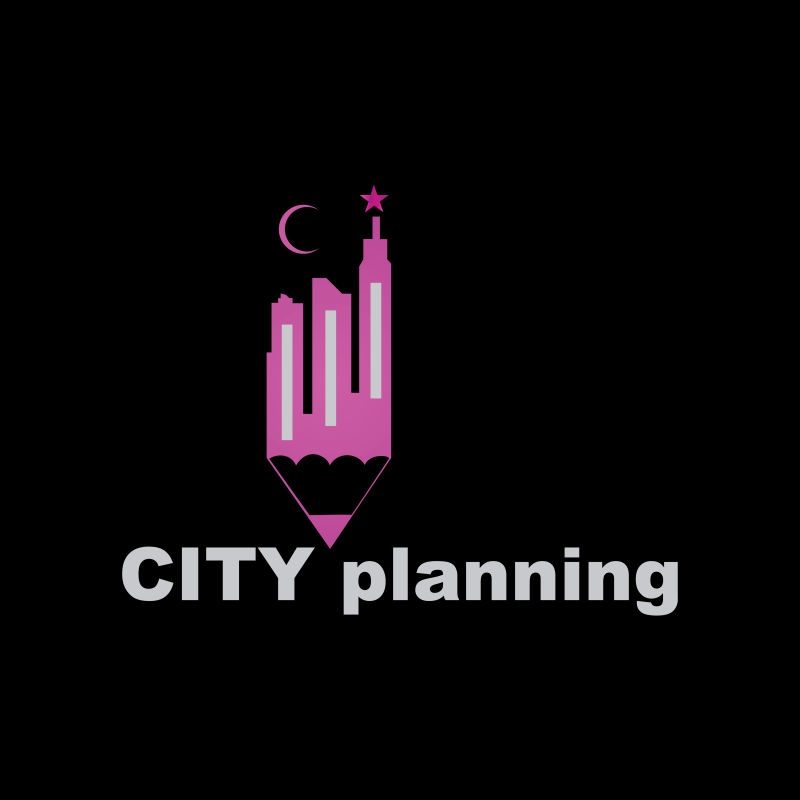 矢量粉色城市和月亮商业logo标志