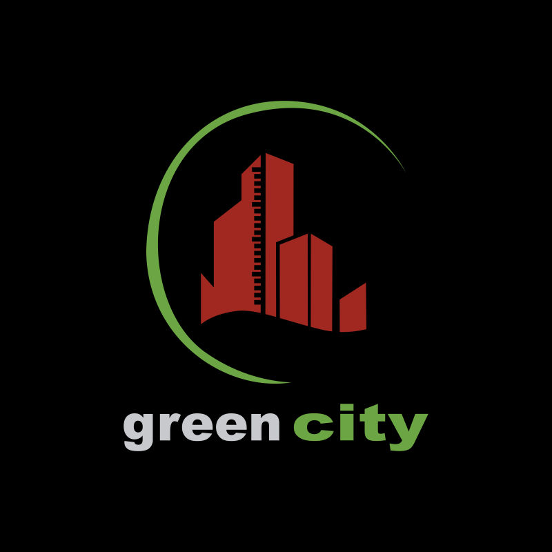 矢量商业l城市绿色logo标志
