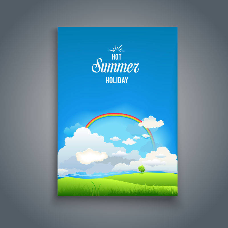 矢量夏季美丽风景卡片