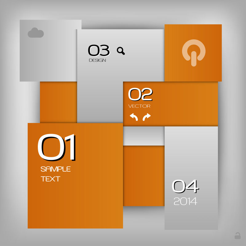 抽象矢量橙色方形元素排版背景设计