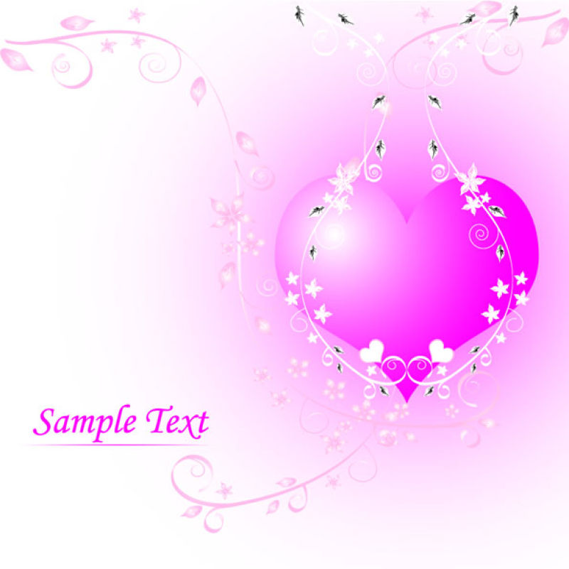 粉色心形图案情人节明信片矢量设计