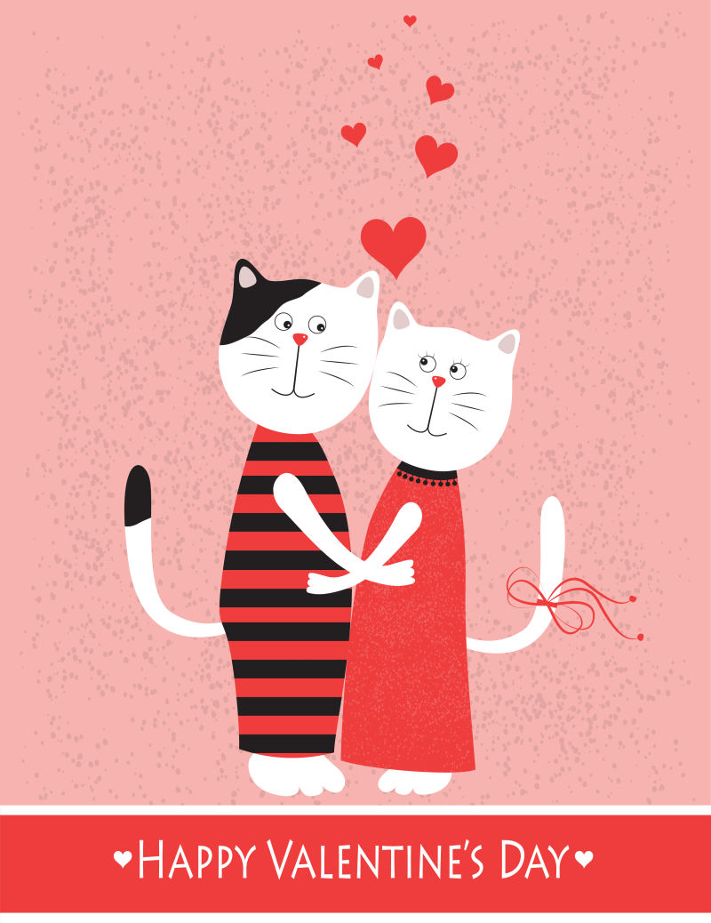 矢量的情人节猫咪插图设计