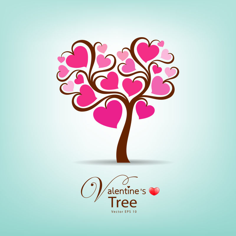 矢量的情人节大树插图