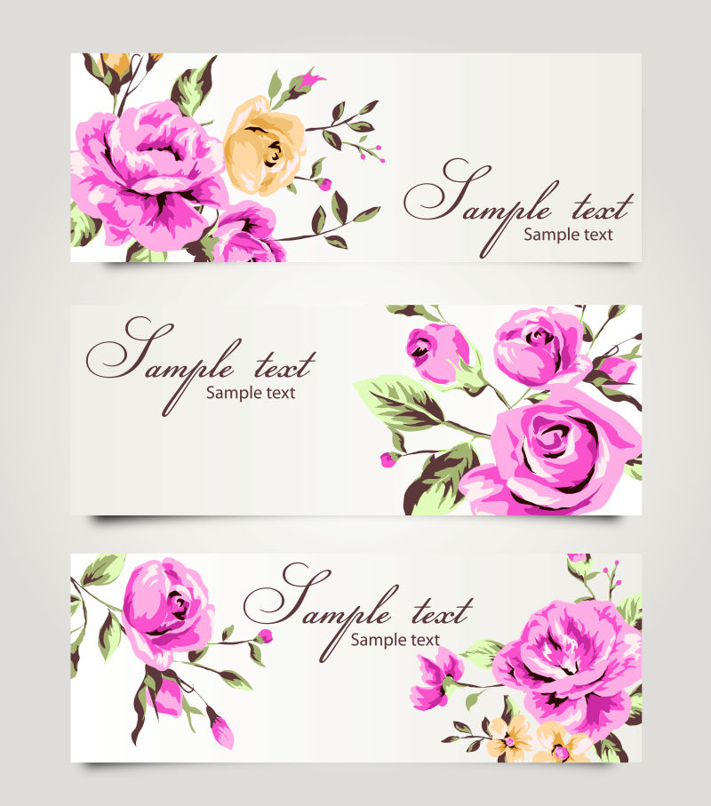 粉色玫瑰图案卡片矢量设计