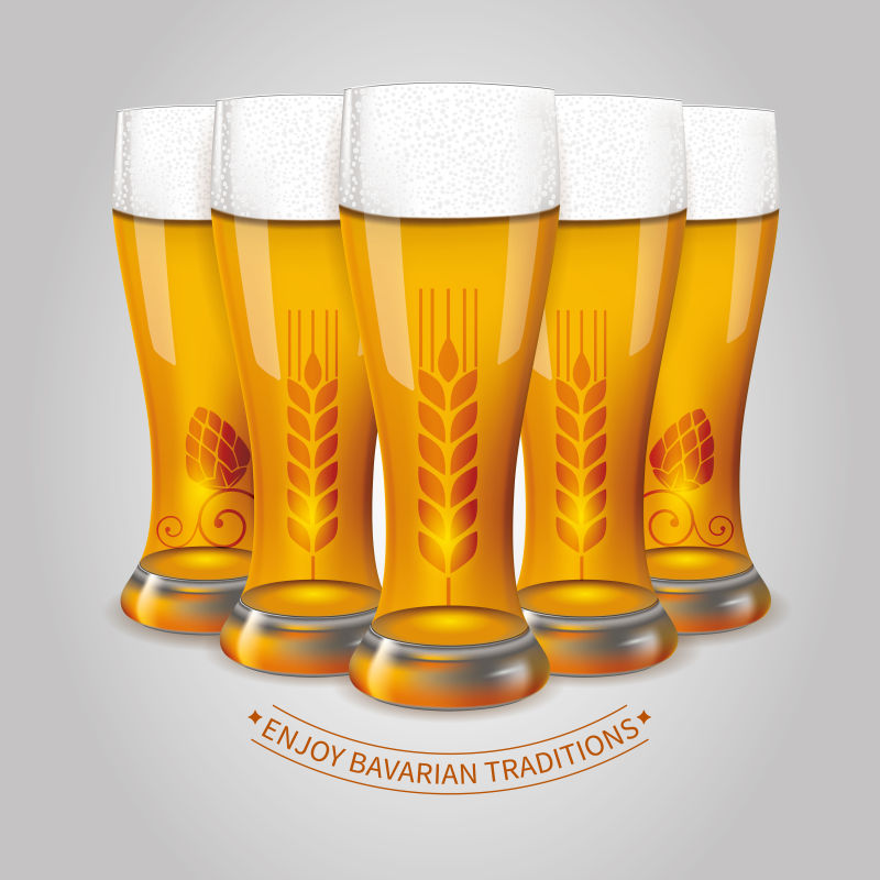 抽象矢量圣帕特里克节概念的啤酒元素插图