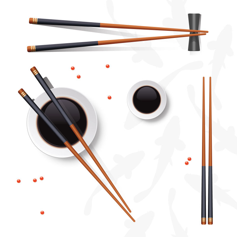 抽象矢量寿司主题的平面插图设计